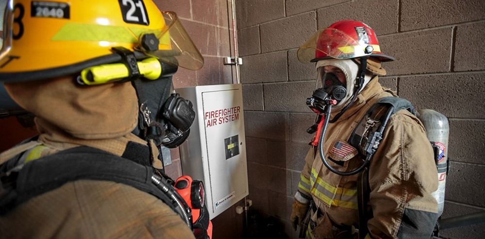 Firefighters at Air Replenishment Station