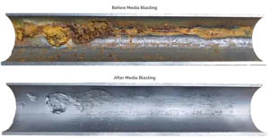 Pipe sample analysis before and after